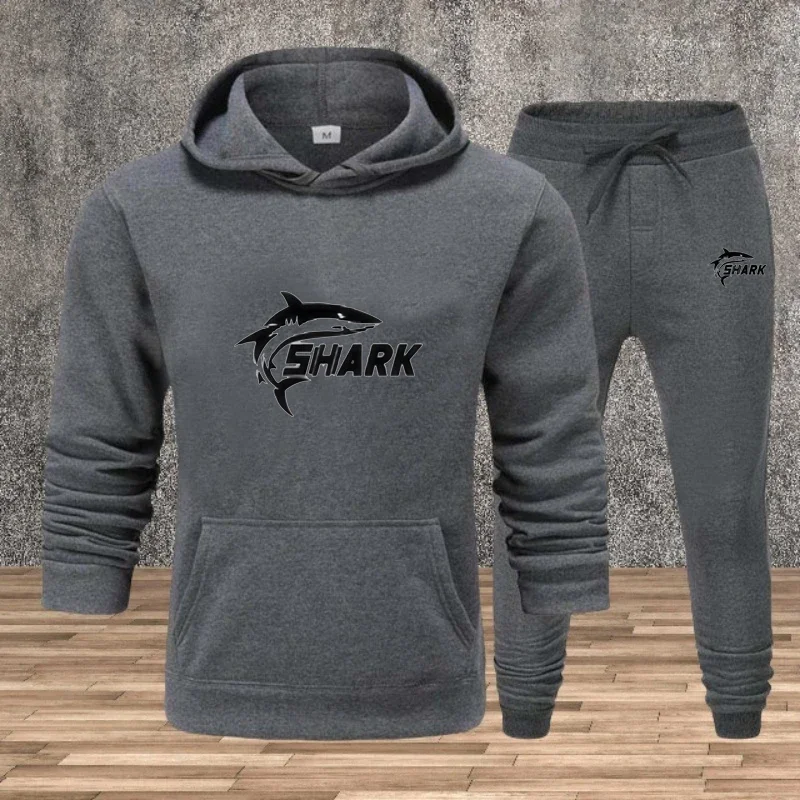 

2025 Hoodie and Sweatpants Men's Set, Jogging Sportswear Set, Long-sleeved Printed Sweatshirt + 9-inch Pants 2-piece Set