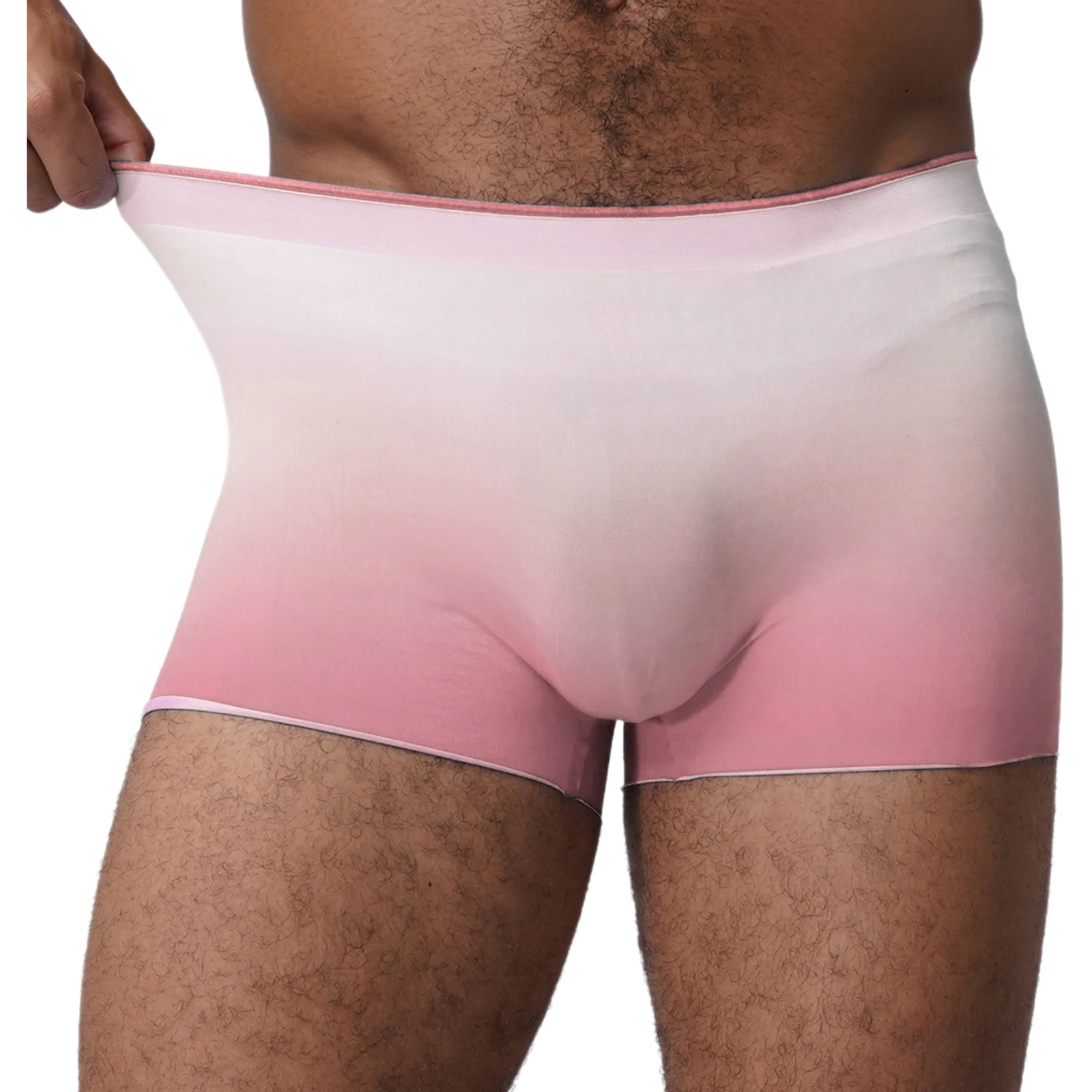 

Men Stretchy Gradient Silky Boxer Shorts Elastic Waistband Bulge Pouch Underwear Underpants Intimate Gift for Boyfriend Husband