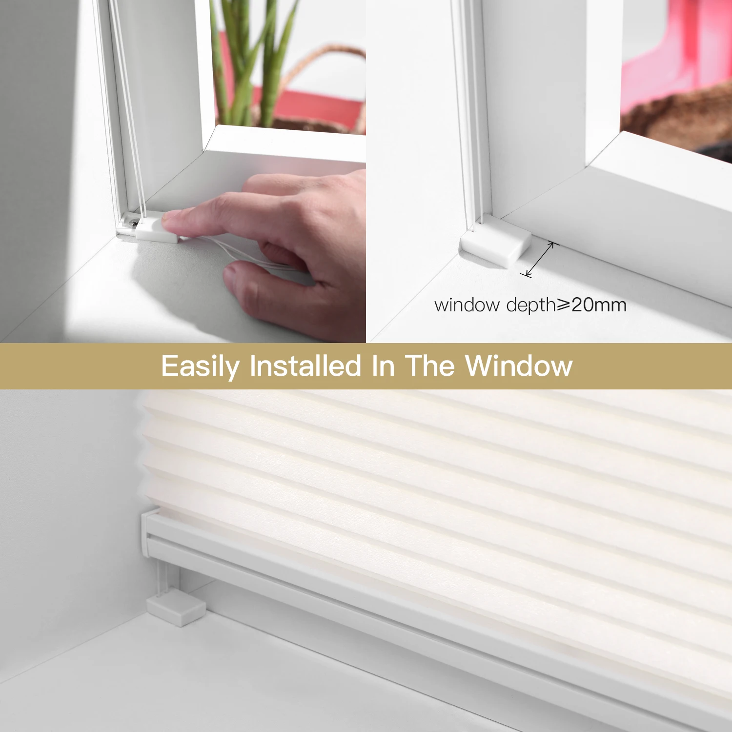 Factory thermal cordless 25mm ultra-thin honeycomb roller blind side channel perfectly fits French door and window frame blinds