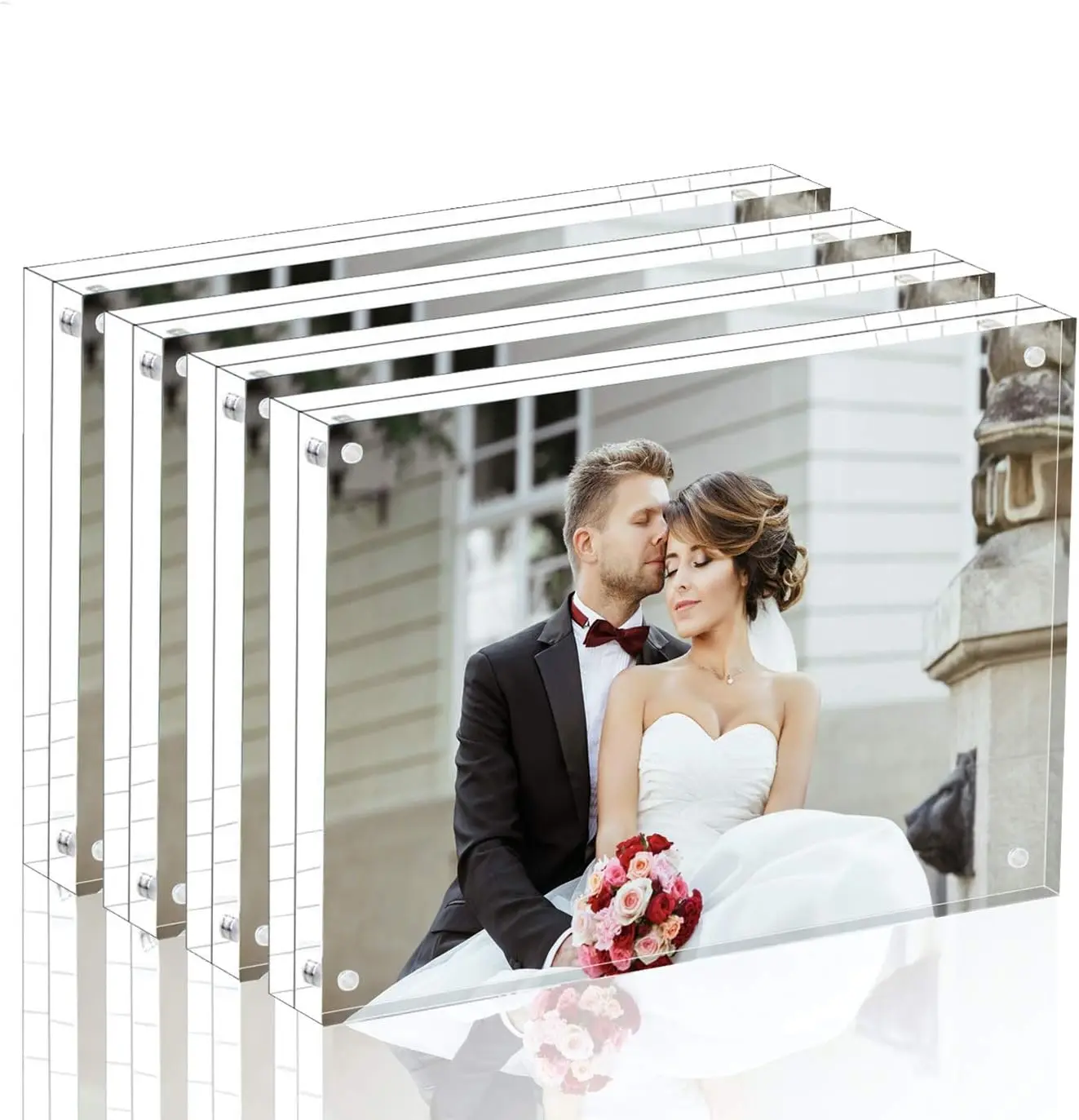 

Premium Acrylic P Frame- Magnet P Frame -Double Sied Thi Desktop Frames (4X6 4 Pack)
