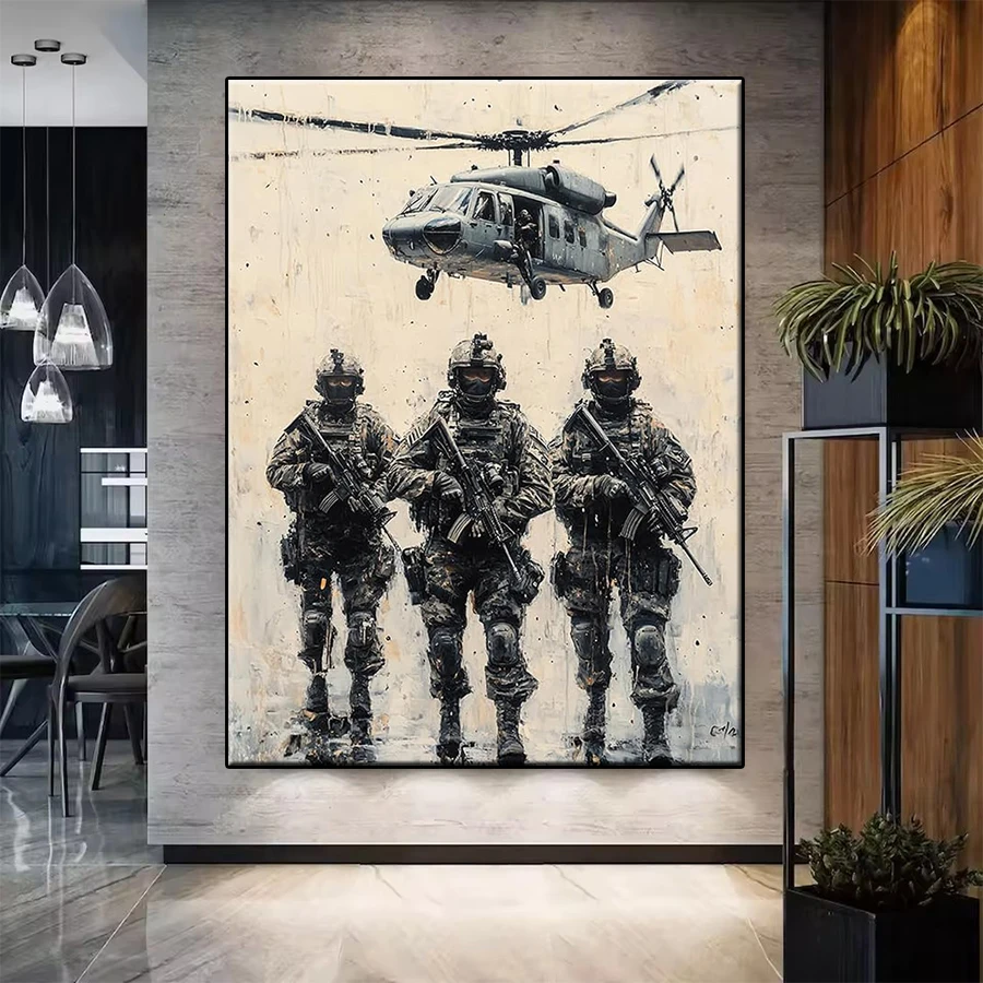 Diamond Painting Kit New Modern Art Soldier Helicopter 5d Diamond Embroidery Mosaic Gift Home Decor Picture