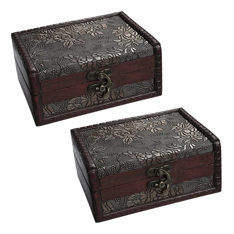 

2X Treasure Box Treasure Chest For Gift Box,Cards Collection,Gifts And Home Decor