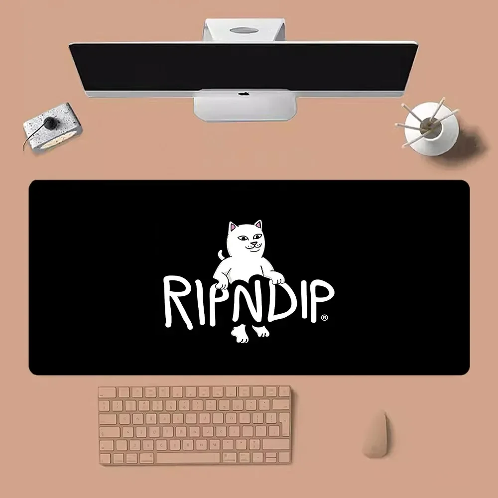 Cute Middle Finger Cat R-RIPNDIP Mouse Pad Non-slip Lockedge Office Student Gaming Thickened Large Writing Pad Cushion