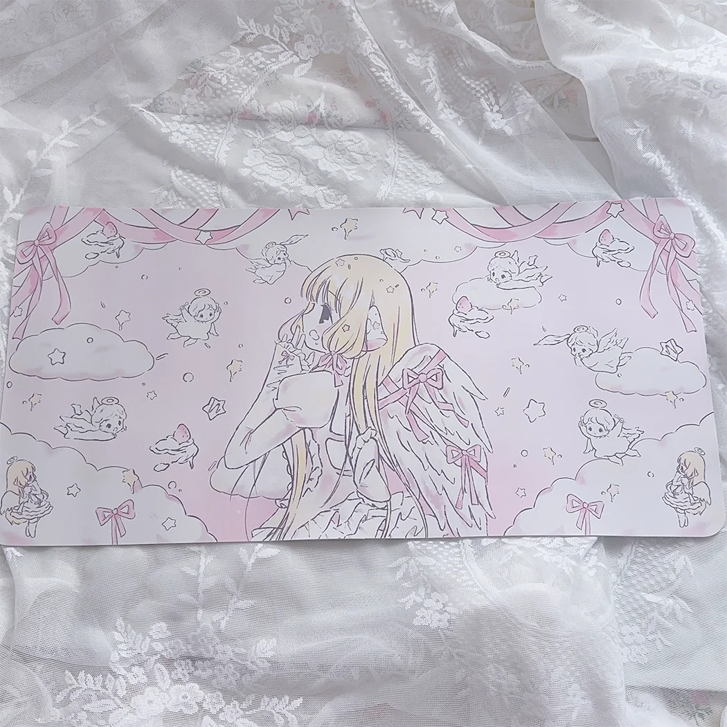 Mantel Individual de chica de Anime de dibujos animados, mantel individual antiadherente hecho a mano, alfombrilla para ratón, alfombrilla para mesa, bonito regalo rosa, teclado de ordenador, alfombrilla antideslizante para ratón