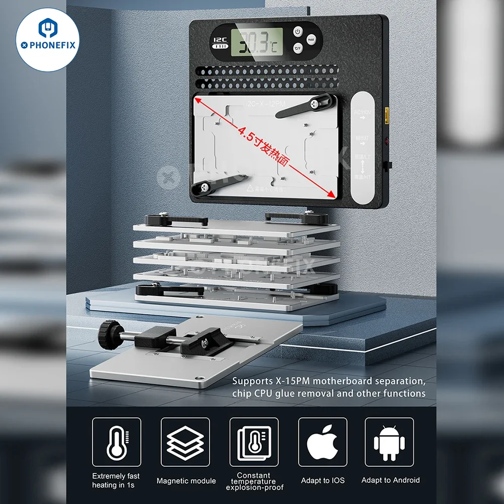 i2C T18 PCB Pre-heating Station for iPhone X-15PM Motherboard Motherboard Layered Chip CPU Glue Removal Desoldering Platform