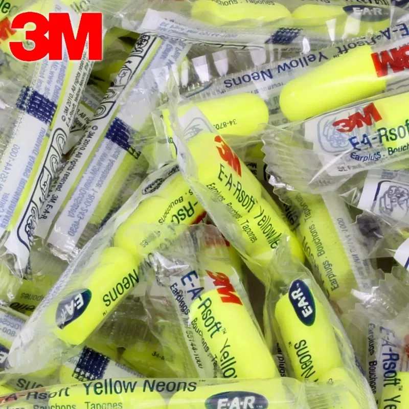 30 pairs 3M 312-1250 Earplugs E-A-RSoft Yellow  Bullet earplug Neon Elastic Noise Reduction Wireless NRR:33dB/SNR:36dB LT086