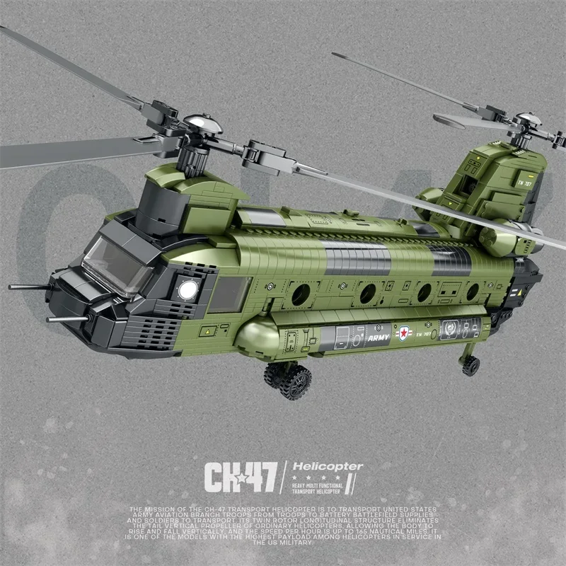 Reobrix 33031 CH-47 Chinook Transporte Avião Blocos de Construção Militar Helicóptero Armado Brinquedo de Caça Presente de Aniversário Para Crianças