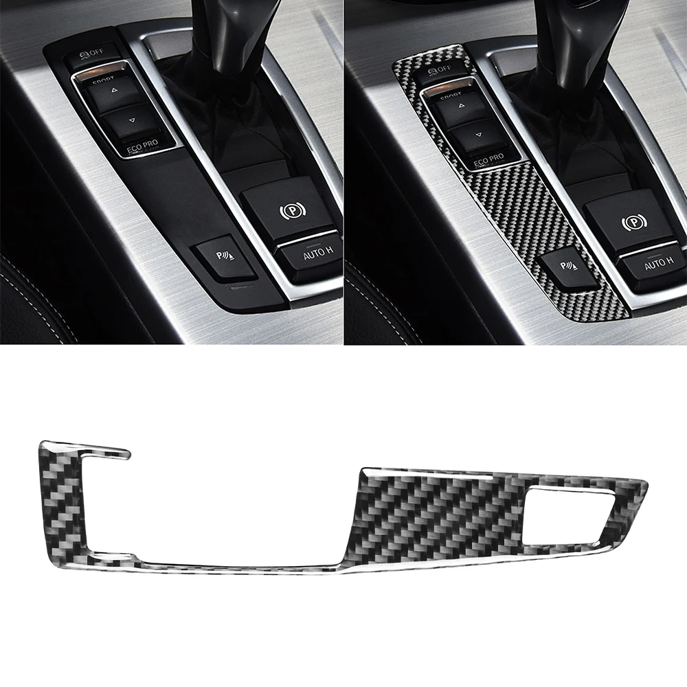 Car Gear Shift Panel Knob Cover Carbon Fiber Interior Stickers For BMW F07 F10 F25 F26 2009-2016 Auto Modified Trim Accessories