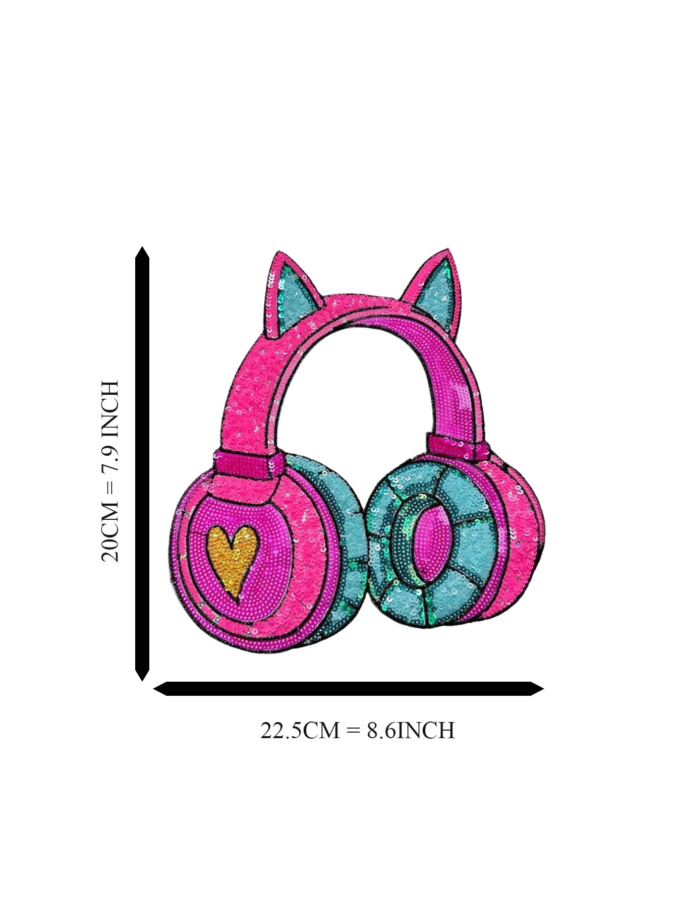 1 Piece Cute Pink Earphone Embroidered Sequins Clothing Patches For Clothes Parch Iron On Sticker