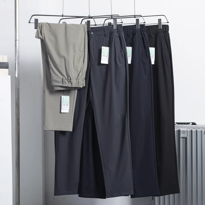 

Функциональные повседневные брюки для мужчин: быстросохнущие, с эластичным поясом, прямые штанины, рабочая одежда, из полиэфирного волокна, весна-лето