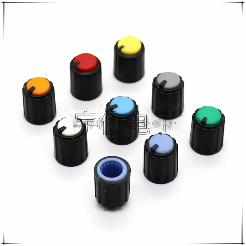 10PCS 10×12MM Two-color Plastic Knob Cap Flower Shaft 6MM 09 Potentiometer Encoder Switch Cap Power Amplifier Audio Volume Knob