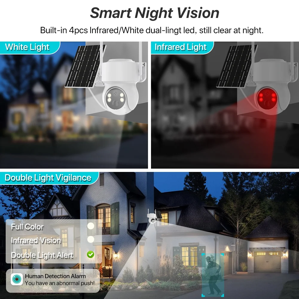 8mp Wireless Solar Camera Outdoor Wifi Pir Human Detection 7800mah Rechargeable Battery 4mp Wifi Security Camera Icsee App