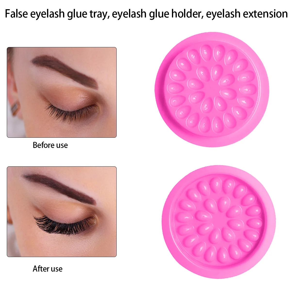 Bandeja para pestañas postizas con forma de flor de Pvc, herramienta de injerto ligera, impermeable, reutilizable, para extensión de pestañas, maquillaje duradero, 100 Uds.