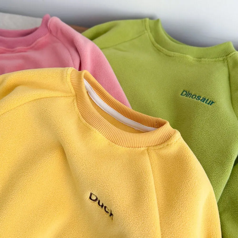 2026 Neuer Herbst Kinder Fleece-Sweatshirt Baby Jungen Mädchen Niedlicher 3D-Plüsch-Tier-Applikation Pullover Kinder Rundhals Langarm-Oberteil – Detail 10