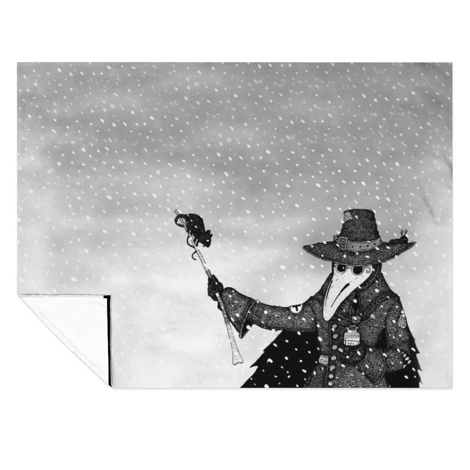 

Plague Doctor in the Snow Throw Blanket Custom Sofa Luxury Brand Personalized Gift Blankets