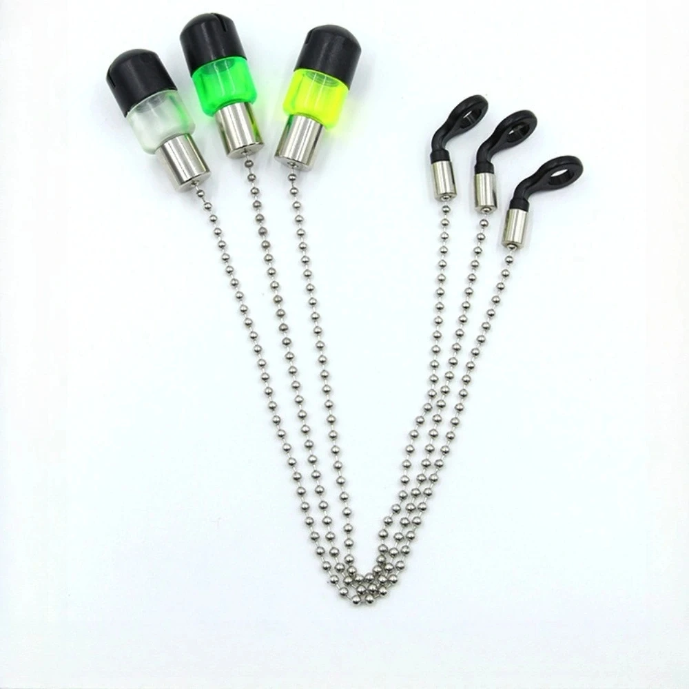 New chain-type multi-color European-style carp alarm device. Fishing signal device swivel. Fishing pole.