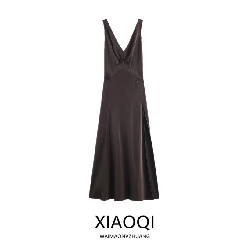 فستان حريري طويل من الساتان Dr للنساء قابل للتنفس متعدد الاستخدامات Ci للتنقل مناسب لشتاء 2025 فستان وصول جديد #1