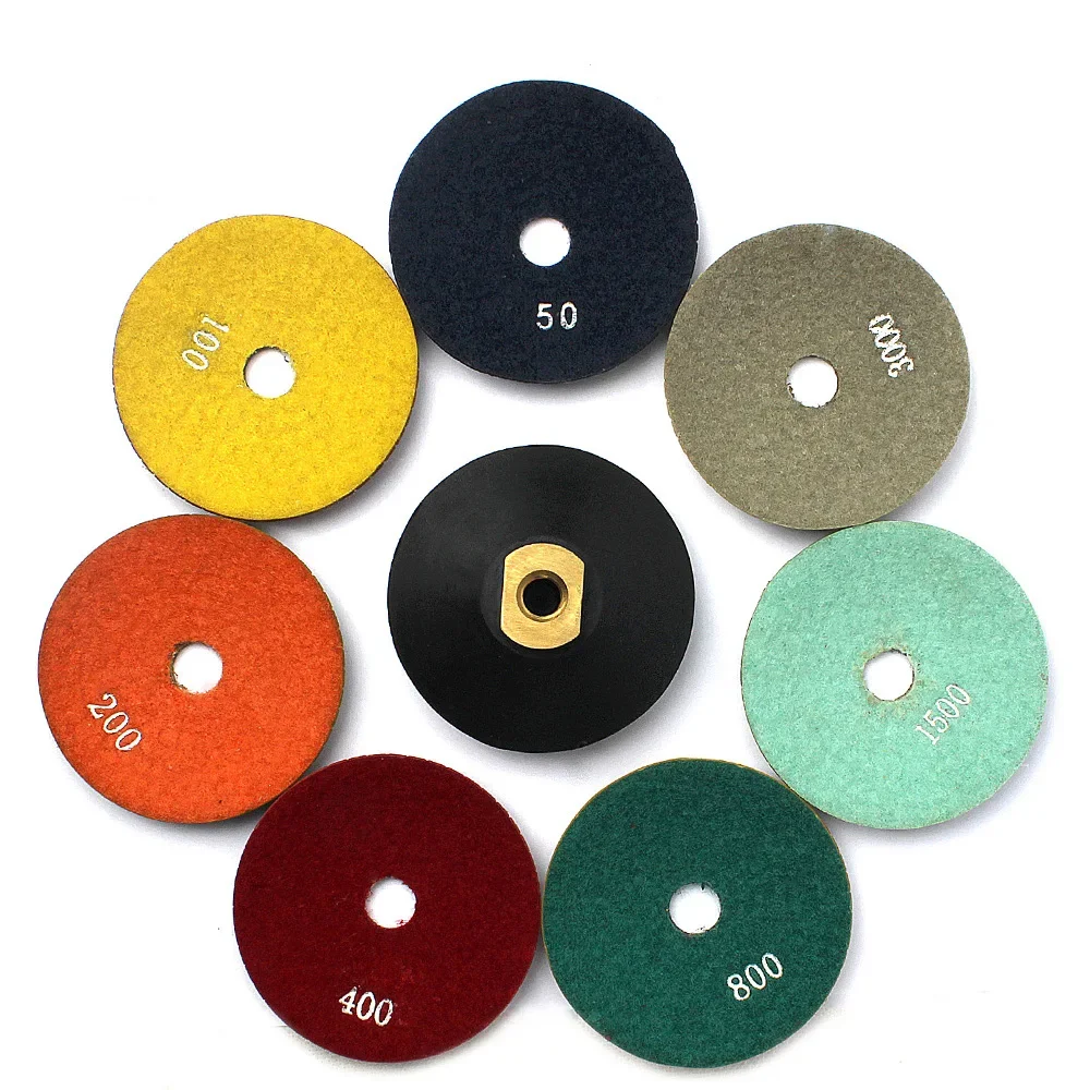 3 "4" diamante convexo almofada de polimento 8 pces polimento kit para pedra ogee borda tigela tipo arco lixar disco de polimento com borracha backer