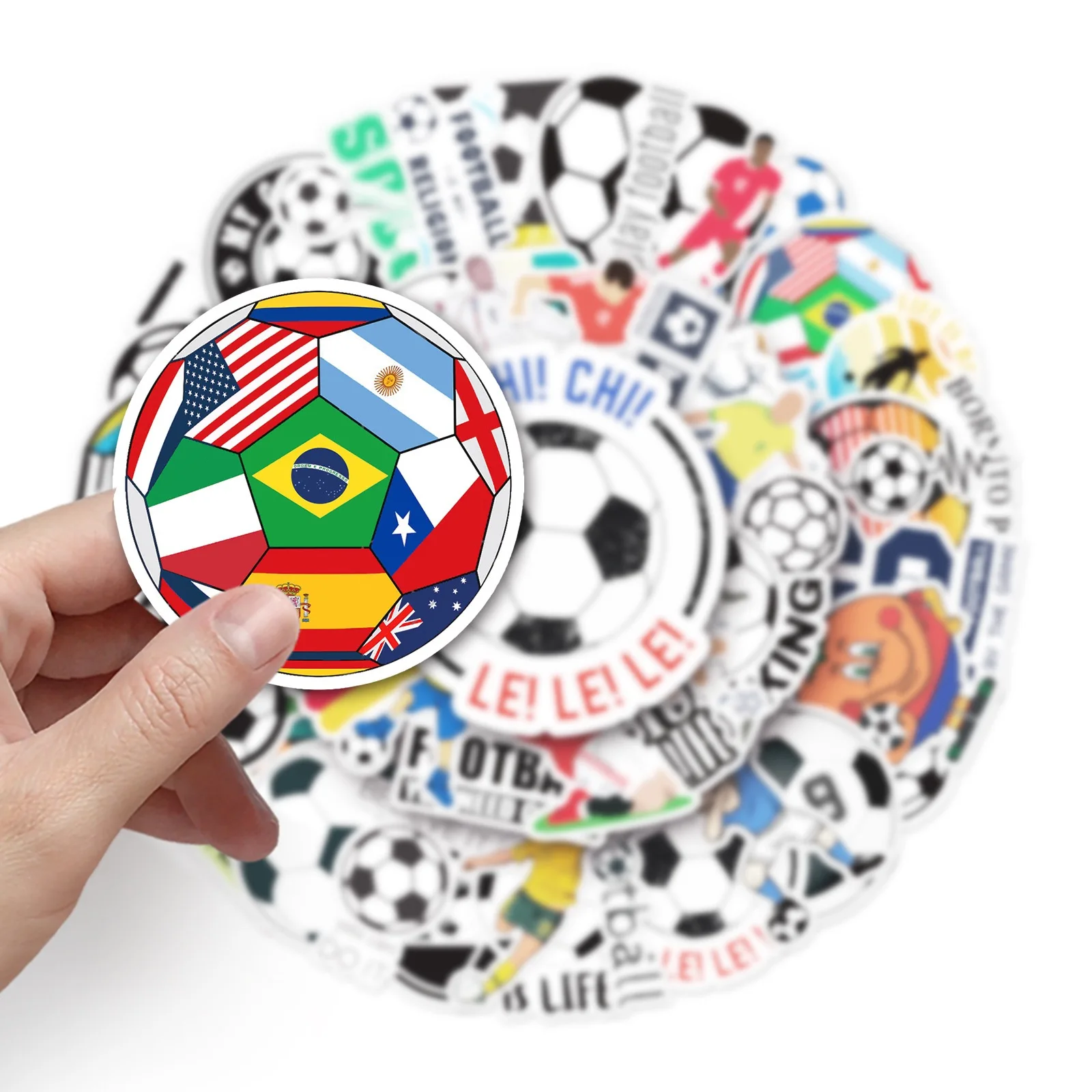 

500Pcs Football Sports Decorative Stickers, Trendy Vinyl Stickers for Laptop Flask Phone Suitcase Bike Deco for Soccer Fan