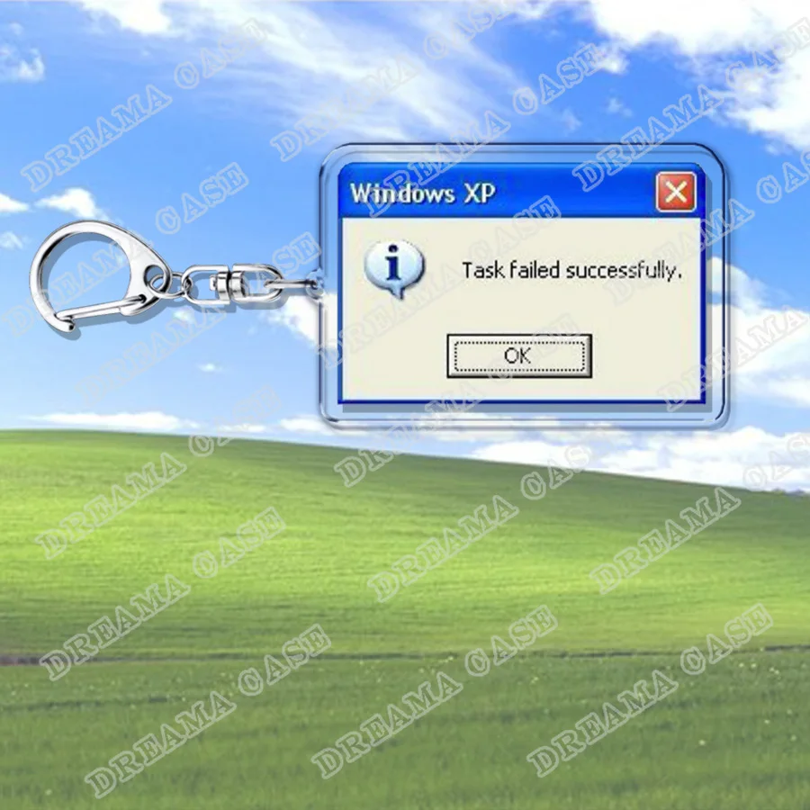 Creative XP Window Keychains for Accessories Bag Funny Task Failed Successfully KeyChain Ring Jewelry Fans Gifts Keyrings