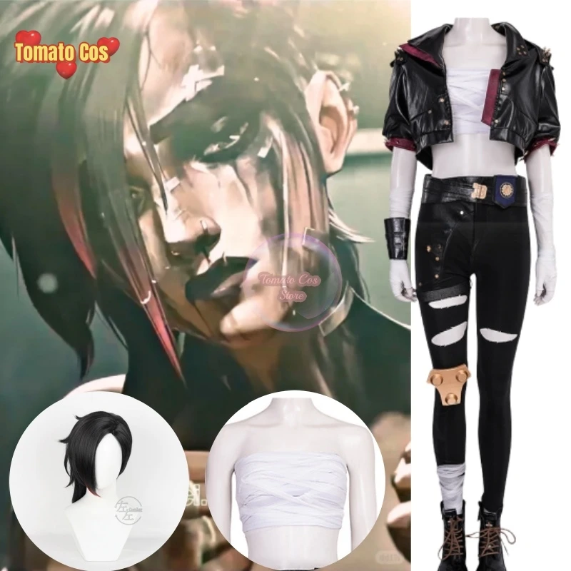 

New Arcane League Of Legends Vi Cosplay Costume Tops Coat Pants Gloves Wig For Game Party Halloween Set Custom Made