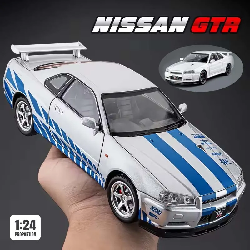 

1:32 Alloy Car GTR-R34 Fast And Furious ClassicAlloy Car Model Sound Light Collective Miniature Voiture Diecast Toy Vehicle Boy