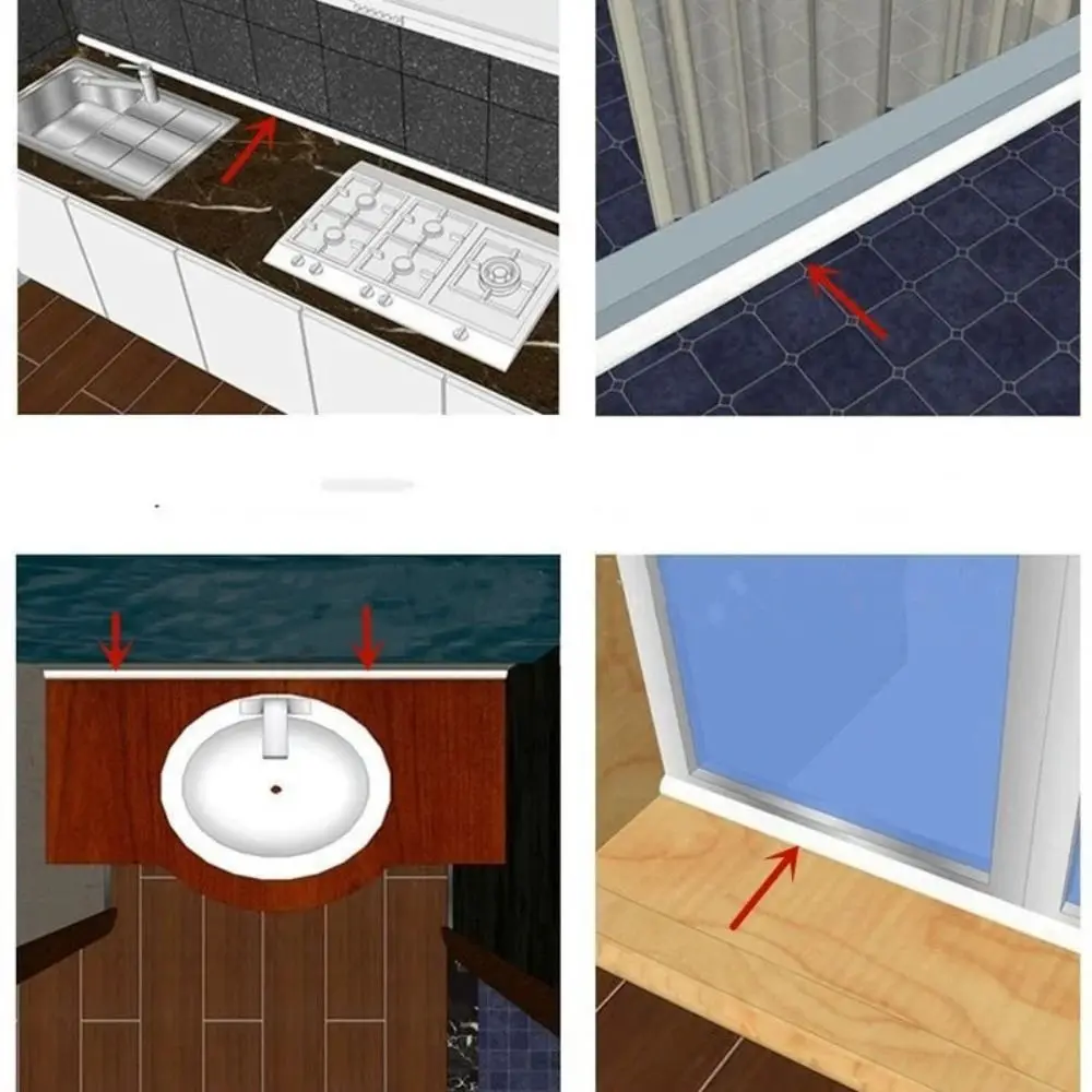 Durable Self-adhesive Water Retaining Strip Separation Shower Dam Kitchen Countertop Accessory Bendable Flood Barriers Kitchen