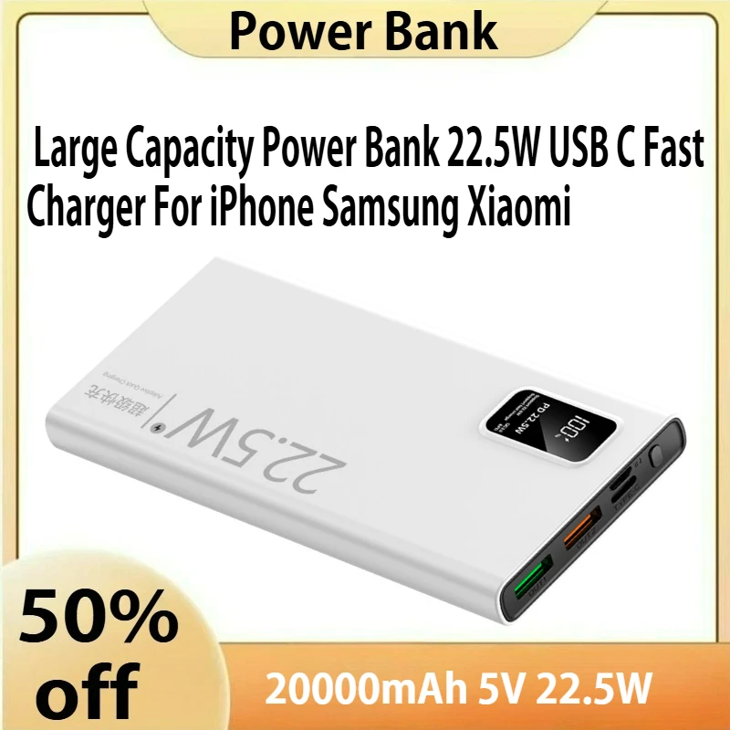 

For Bidirectional Large Fast Charging Capacity 22.5W 20W 20000mAh Portable Mobile Power Bank Power Bank
