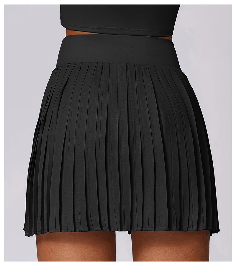 Fashion  Women Pleated High Waist  Tennis Student Mini Skirt Summer New 2024 Black Ladies Suit Skirt