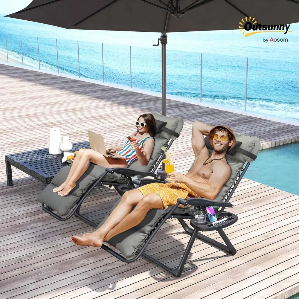 

Zero Gravity Chairs Set of 2, Reclining Folding Zero Gravity Lounge Chair, Outdoor Lounge Chairs with Removable, Customized