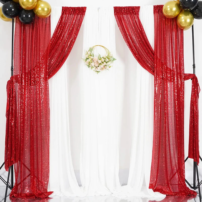 Cortinas de fondo de lentejuelas rojas, decoraciones de Navidad, Halloween, fiesta de cumpleaños, boda, Baby Shower, escenarios, suministros de fondo para eventos