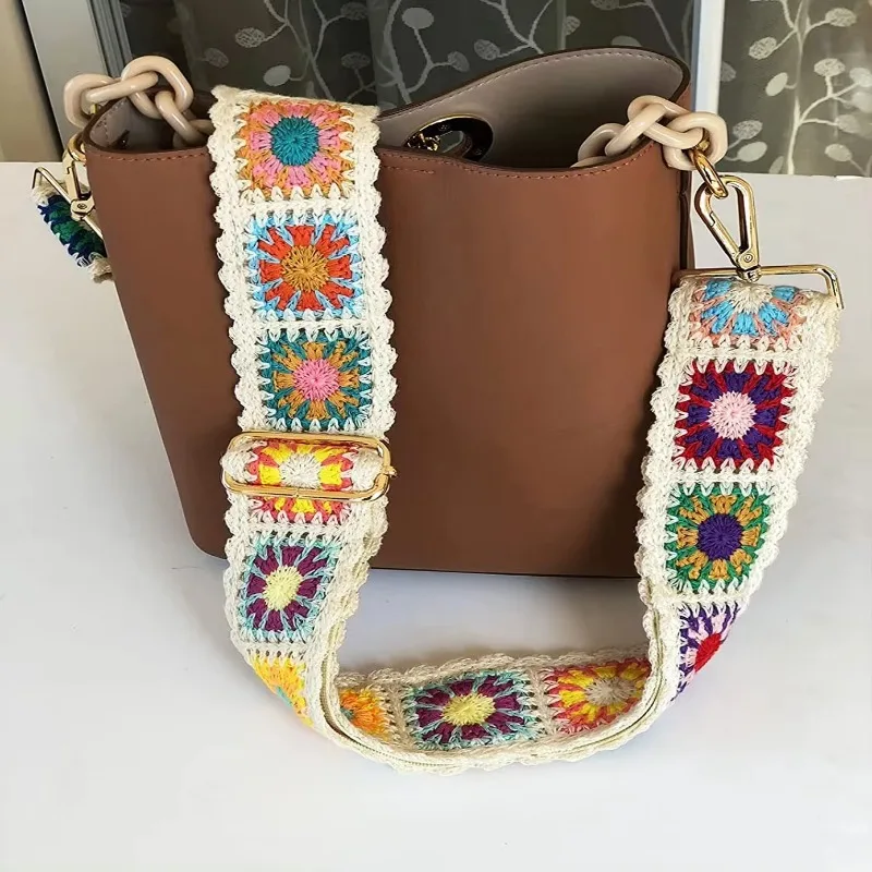 Hand Embroidered Vintage Style Bag with Multi-purpose Fashion Purse Handbag Strap Adjustable Shoulder Crossbody Bag Accessories