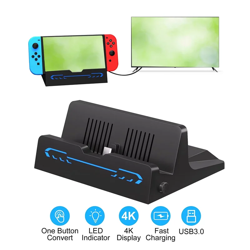 Nintendo Switch OLED/스위치 액세서리용 VO-스위치 충전기 도킹 스테이션, 4K 어댑터가 있는 휴대용 TV 도킹 스테이션
