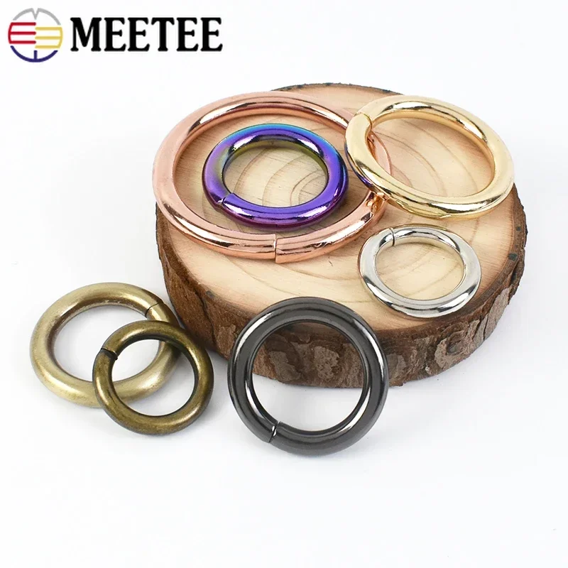 30Pcs Meetee 12-50mm O Rings Metal Buckles for Bag Dog Collar Webbing Loop Claps Belt Buckle Chain Hooks DIY Bags Accessories