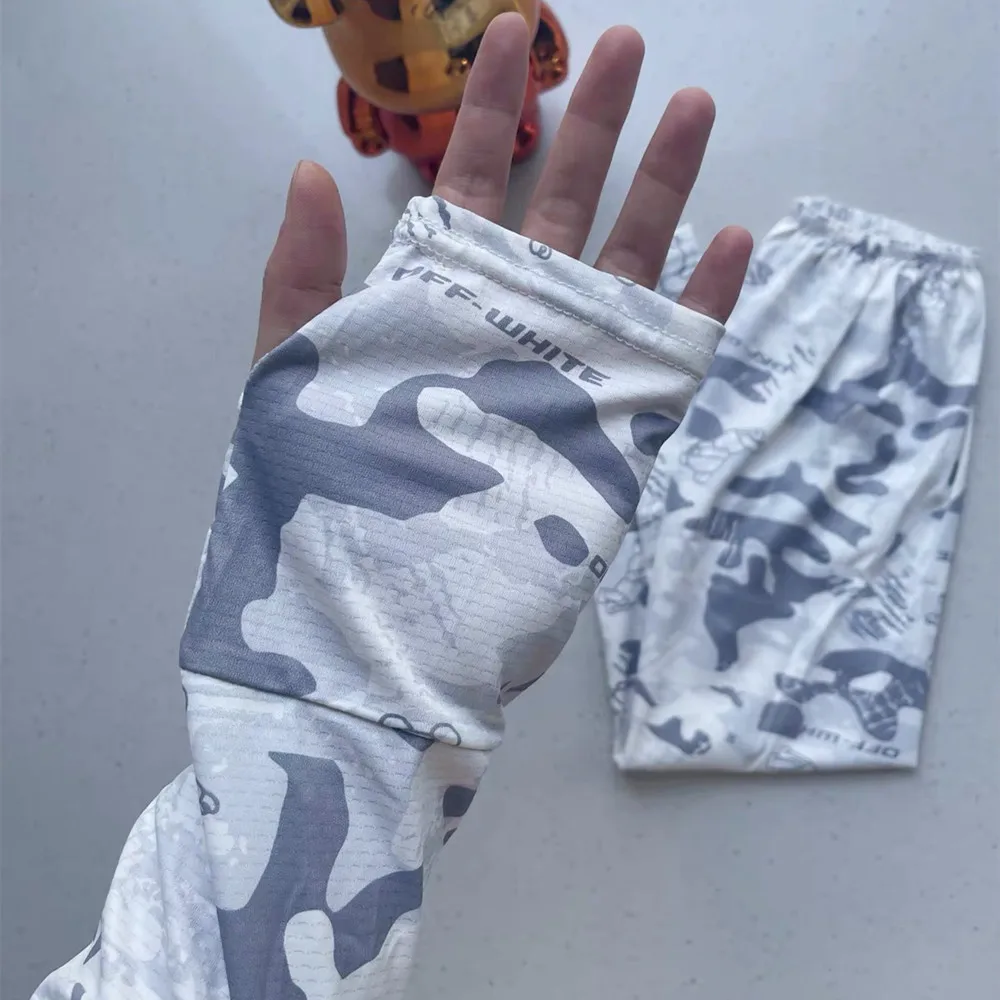 

Men's Summer Sunscreen Arm Sleeves Outdoor Sports Camouflage Ice Sleeves UV Protection Gloves Cooling Sleeve Cover Plus Size