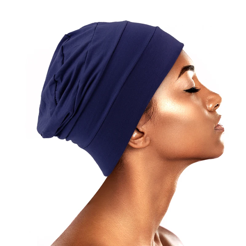 Women Modal Cotton Turban Ladies Night Sleep Hat Full Cover Inner Hijab Caps Muslim Stretch Beanie Cancer Hair Loss Chemo Cap