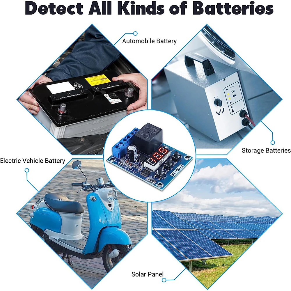 Battery Voltage Monitor Module Low Voltage Cut Off Charge Discharge Protection Board for 0-99V Lead Acid Li Battery Solar Panel