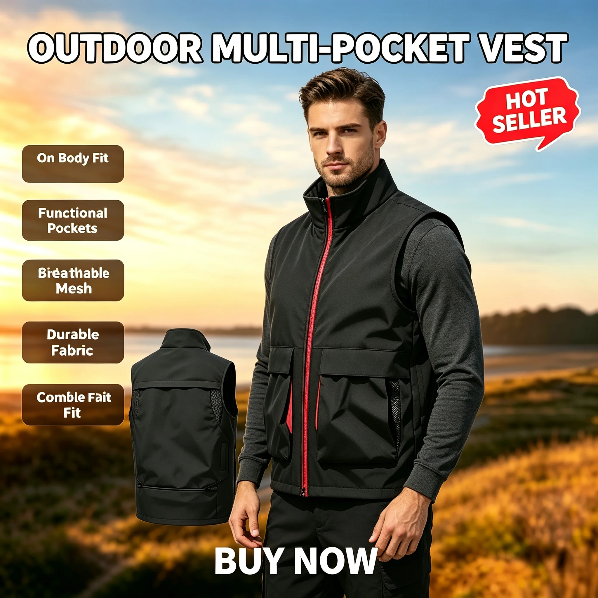 2026 Summer Men Outdoor Waterproof Quick Drying Cargo 6XL Vests Male Thin Mesh Breathable Waistcoats Climbing Sleeveless Jackets