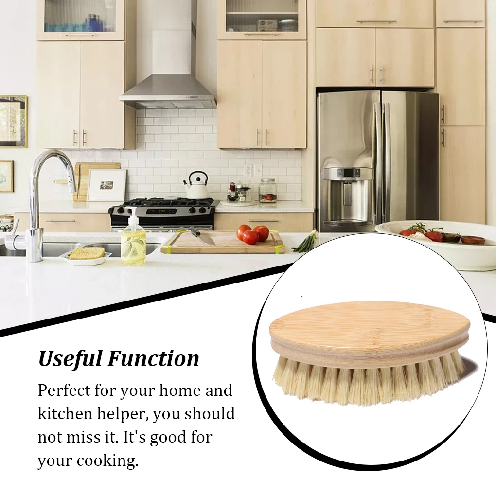 Laundry Brush Short Handle Convenient Wood Cleaning Tool Kitchen Bathroom Supplies Vegetable Scrubber Bamboo Sisal