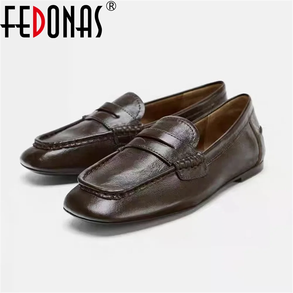 Women's Genuine Leather Loafers - Soft Platform Flats