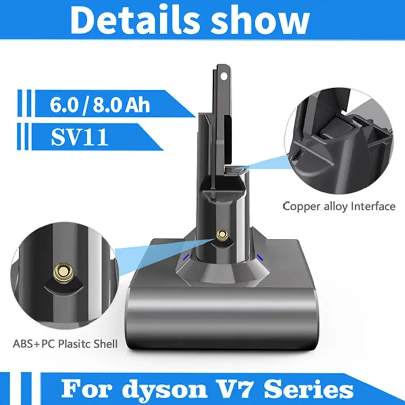 

Батарея Bonacell для пылесоса Dyson, батарея 21,6 в, 8000 мАч, для V6, V7, V8, V10, SV12, DC62, SV11, sv10