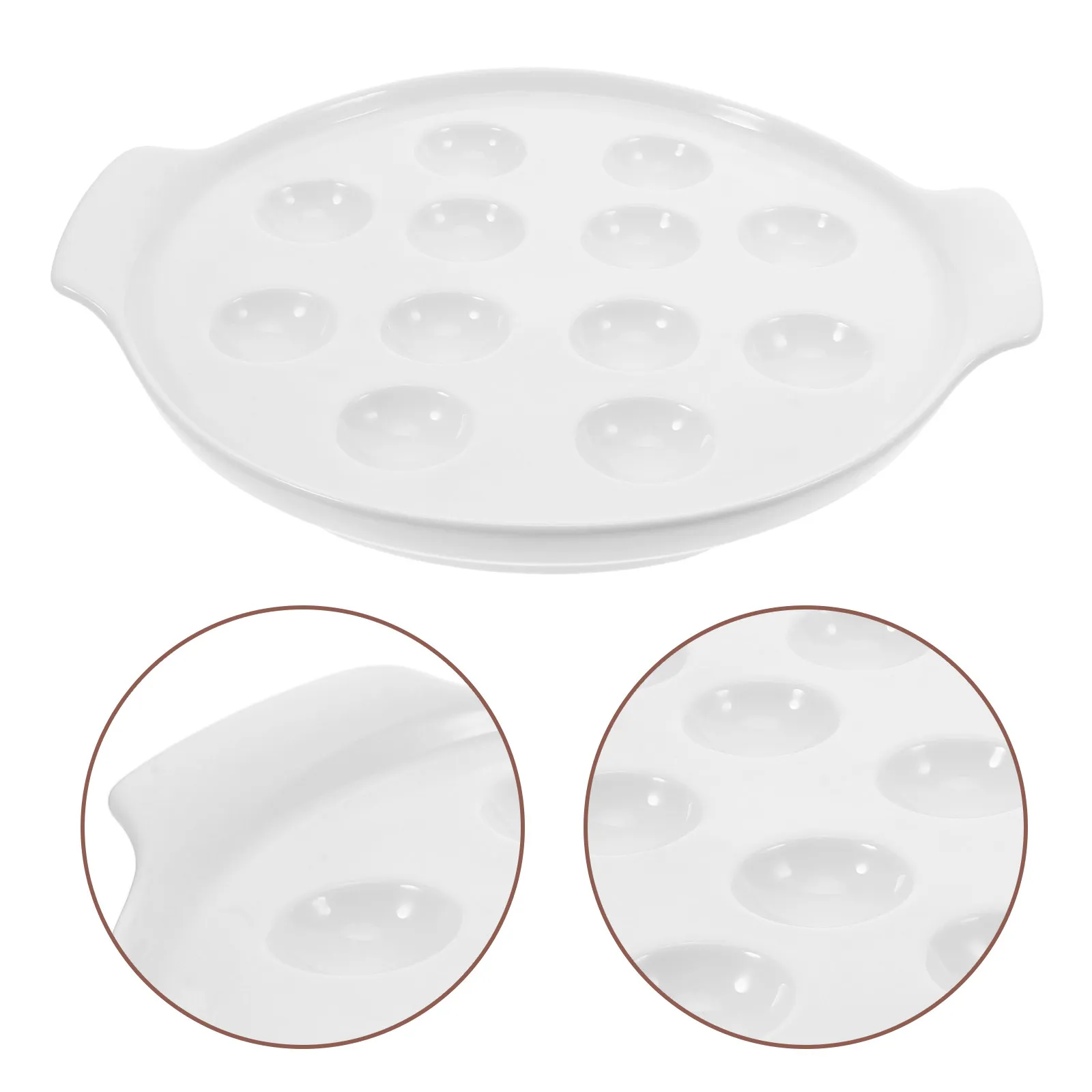 

Французская керамическая тарелка для запекания улиток, пригодная для духовки, с двумя ручками и рифленым дизайном, для приготовления морепродуктов, грибов, креветок