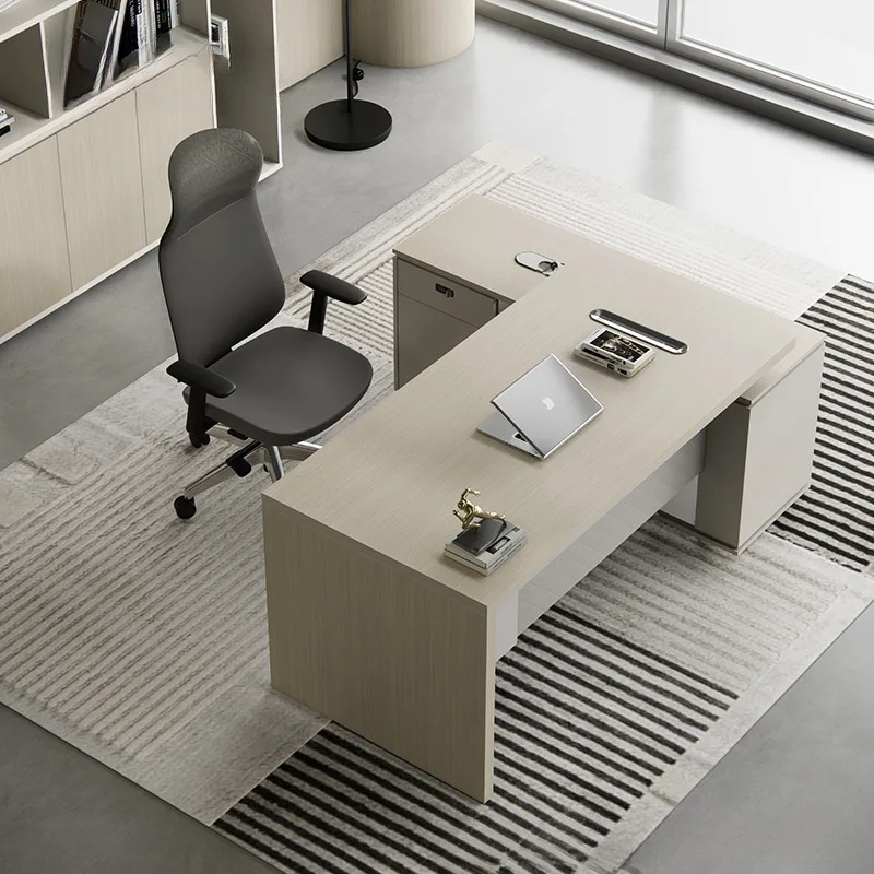 خزائن طاولة Boss بسيطة، مشرف، مكتب المدير، المكتب الحديث، طاولة الرئيس، مكتب الكمبيوتر، مكتب واحد، D التنفيذي #4