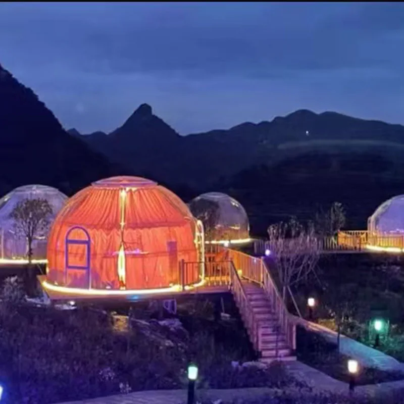China Bubble Room Outdoor Waterproof Clear PC Material Balloon Tent Poetic Exist Transparent Dome Bubble House Starry Sky Room