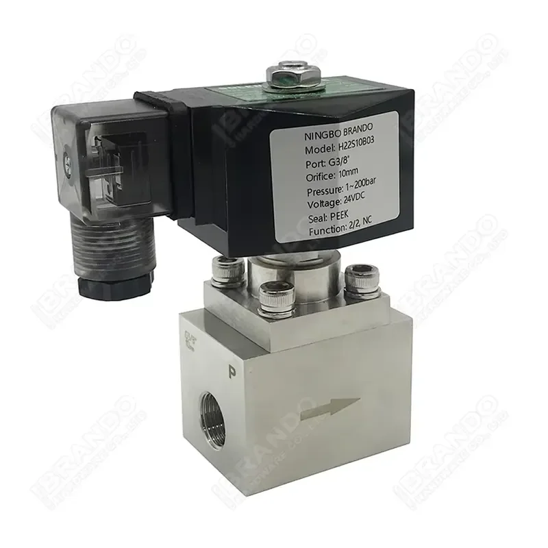3/8'' 1/2'' High Pressure 200 bar Water Air 2 Way Normally Closed Stainless Steel Solenoid Valve 220VAC 110VAC 24VAC 24VDC