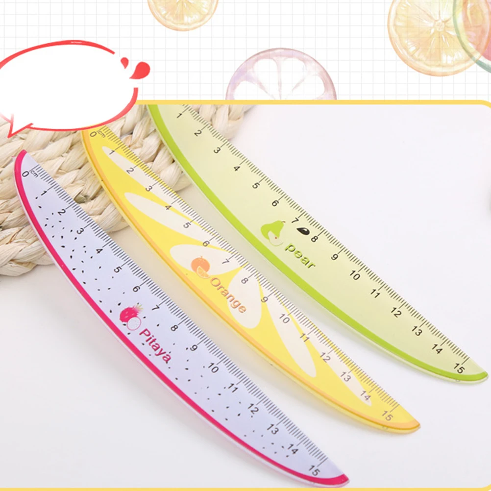 6pcs 15cm Plastic Fruit Pattern Creative Rulers for Kids Students School Stationery Clear Measuring Scales Lightweight