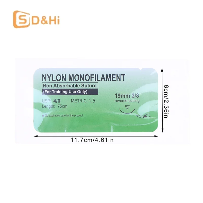 50Pcs 4/0 Medical Thread Suture Nylon Silk Veterinary Practice Suture Kit Non-injured For Medical Students Education