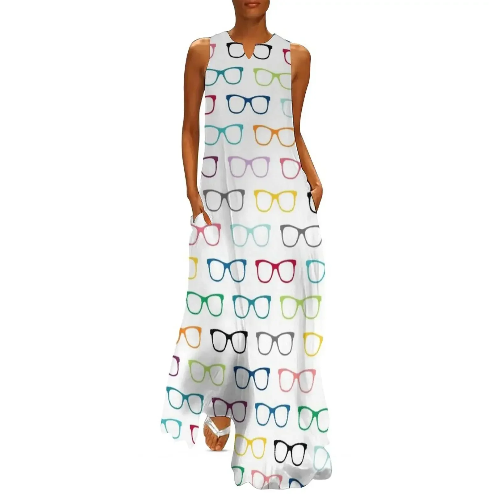 

Hipster Glasses Geek Pattern Long Dress Dress for pregnant women bandage dress african dresses for woman evening