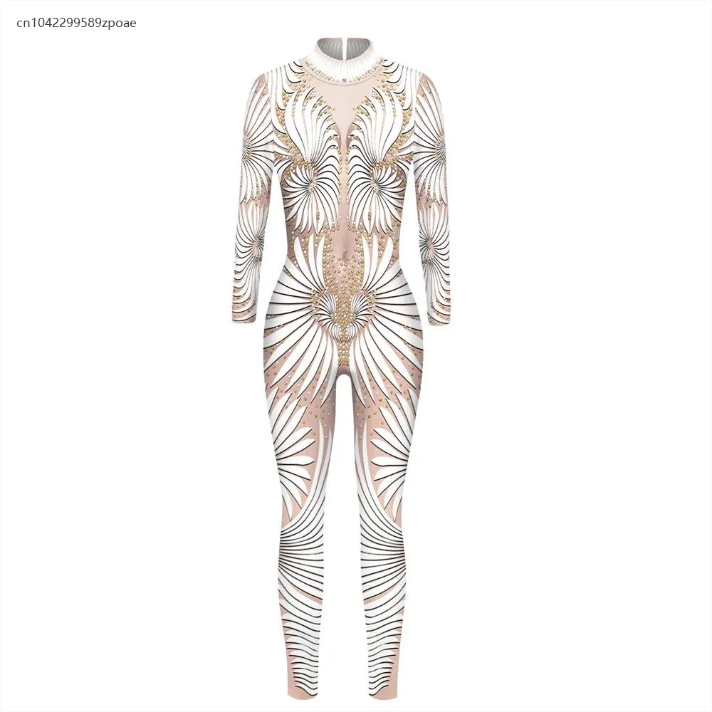 

Lace Sequin Pattern 3D Printed Role Play Costume Sexy Bodysuit Leotard Adult Rave Party Stage Performance Costume S-XL 2025
