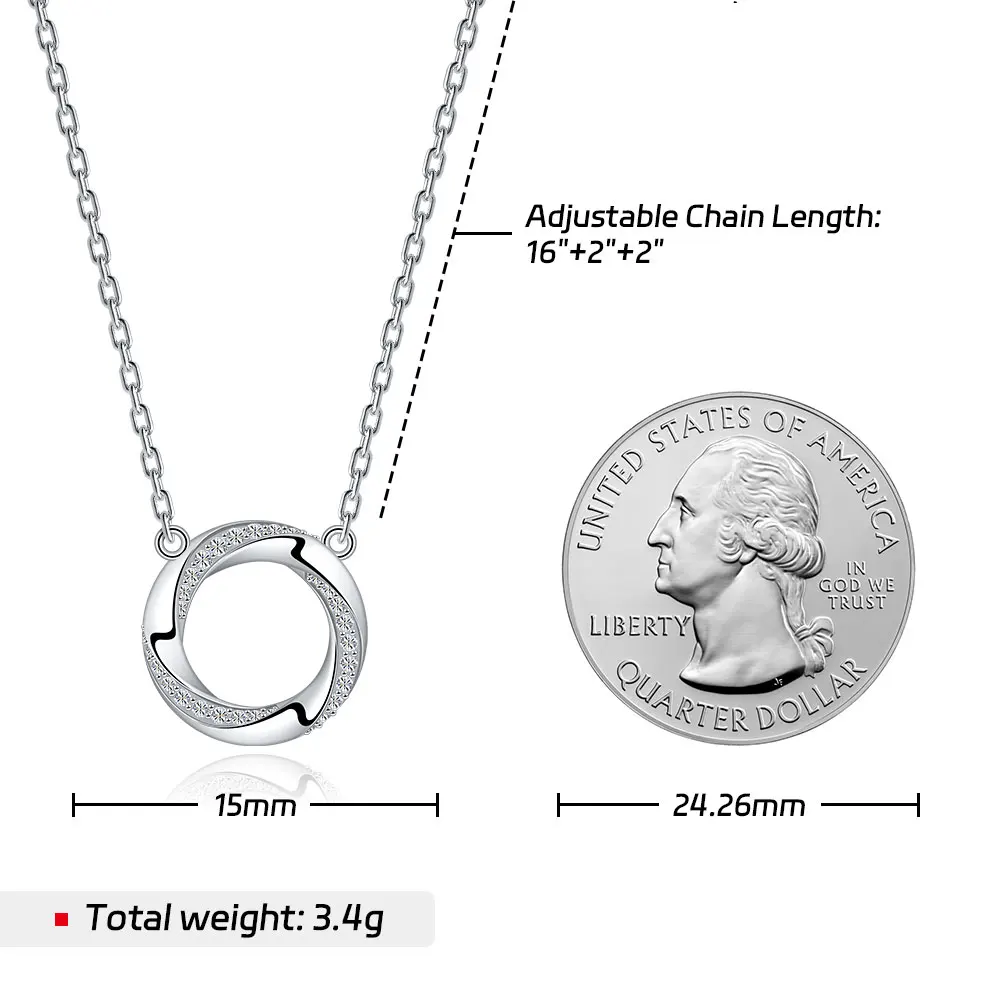 LinkerLove Moissanite Infinite Loop Pendant Necklace for Women 925 Sterling Silver Gold Plated Trendy Jewelry Wedding Party Gift